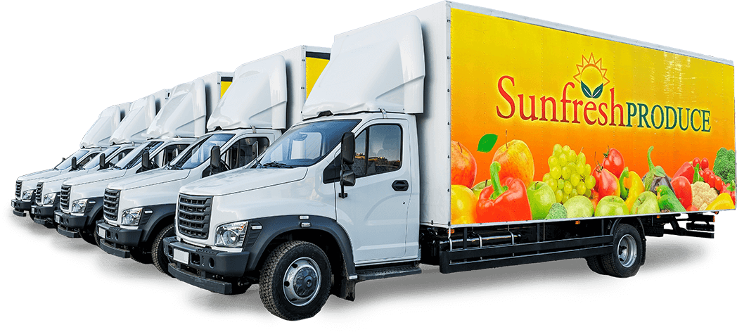 Sunfresh Produce Food Distribution Delivery Trucks